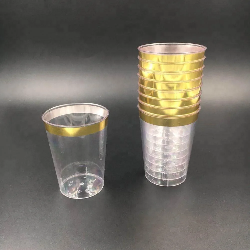 300ml plastic gold rim disposable cup manufacturer