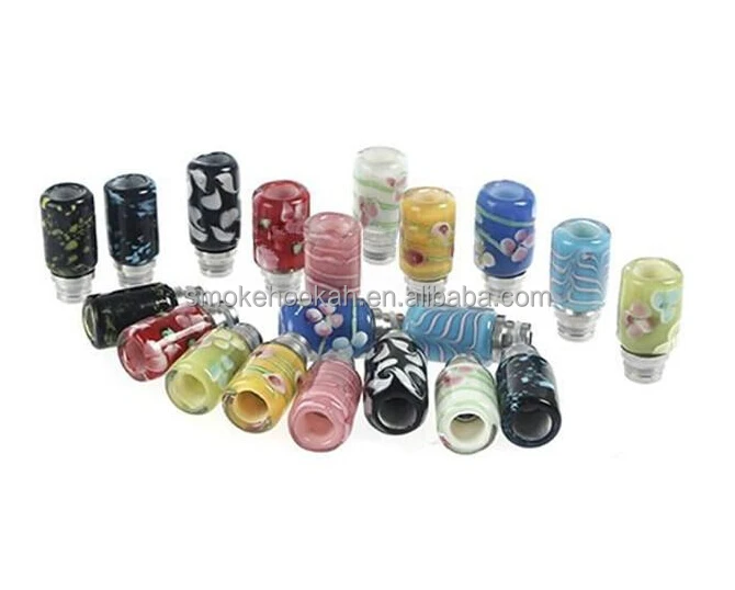 Hottest selling 510 art glass drip tip, flower drip tip with stainless steel base in stock