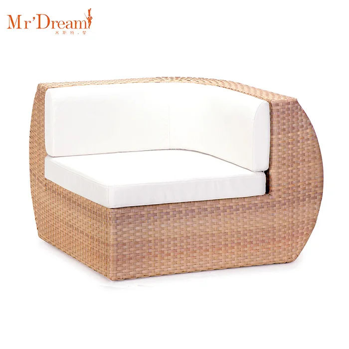 Factory wholesale competitive lifestyle holiday Inn hotel plastic rattan wicker L shape sofa furniture