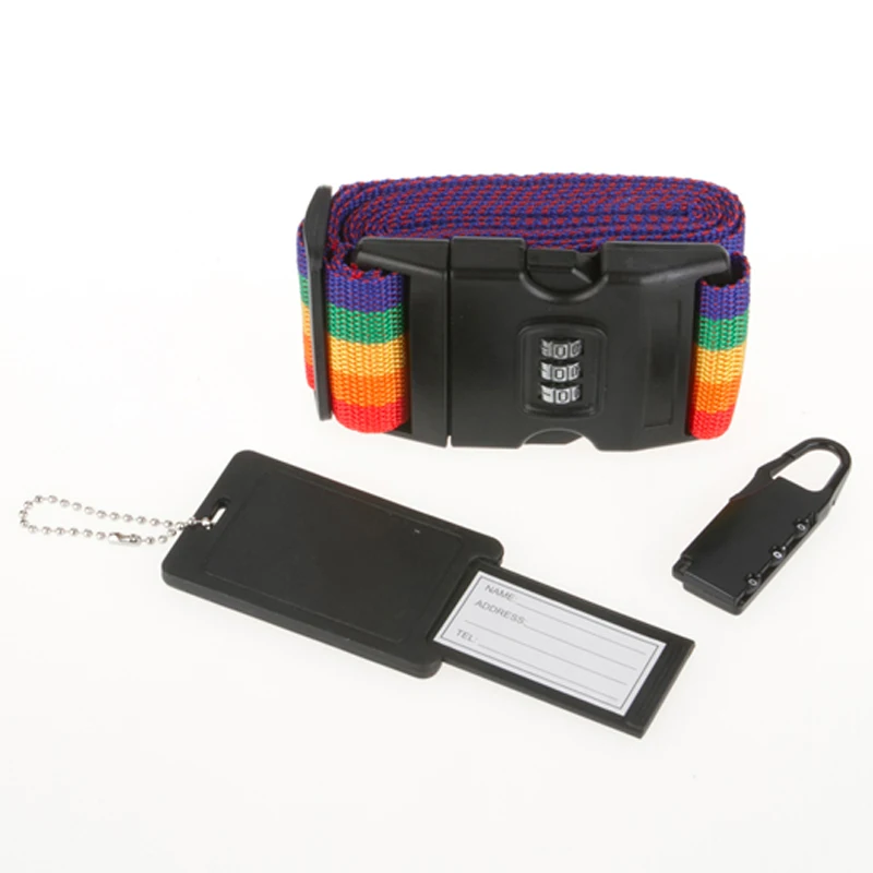 
CH-7182 3 digital combination Padlock ABS name tag luggage strap travel set 