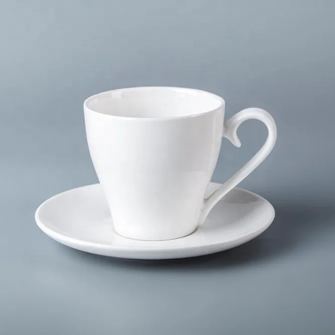
White Restaurant Hotel Supplies Coffee Cup Porcelain Tea Cups, Crockery Restaurant Tea Cup And Saucer For Hotel* 