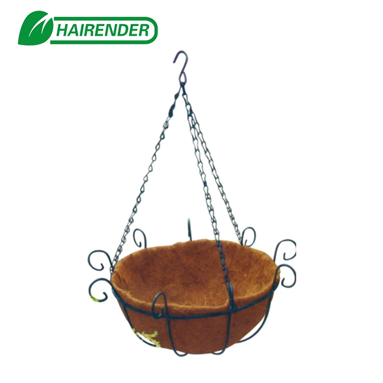 
12/14 inch hot selling hanging basket half round hanging basket flower hanging basket with coco and chain 