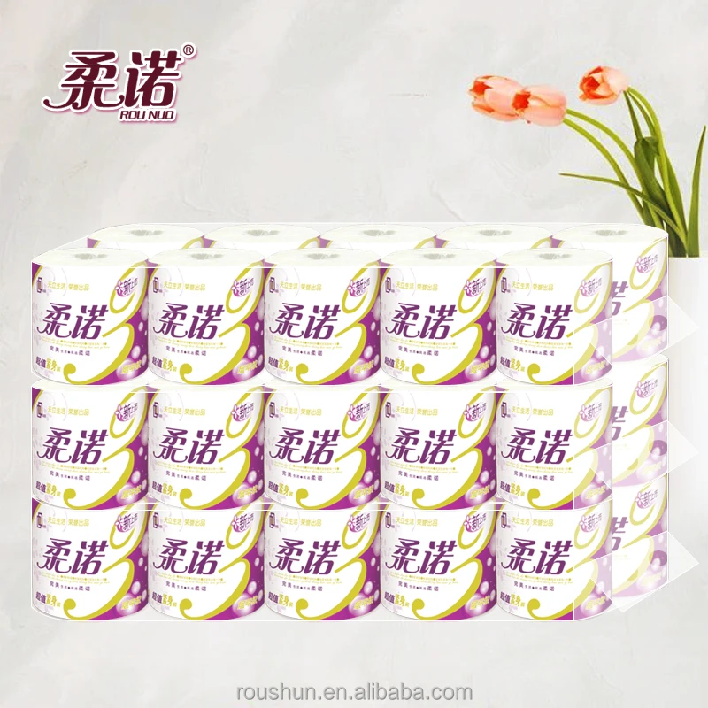 Wholesale price logo toilet living tissue paper roll from factory of China