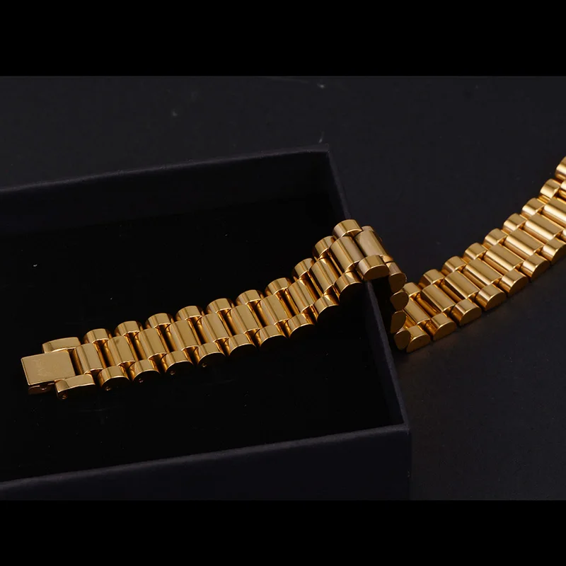 
14K Gold Plated Stainless Steel Watchband Bracelet For Men 