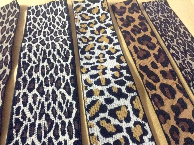 Hot!!! 3.7CM-5.8CM Leopard Image Woven Printed Elastic Webbing