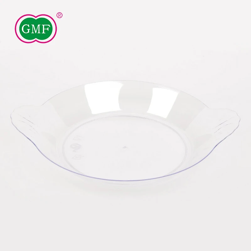 Disposable clear plastic dessert mini appetizer plate with smooth lines