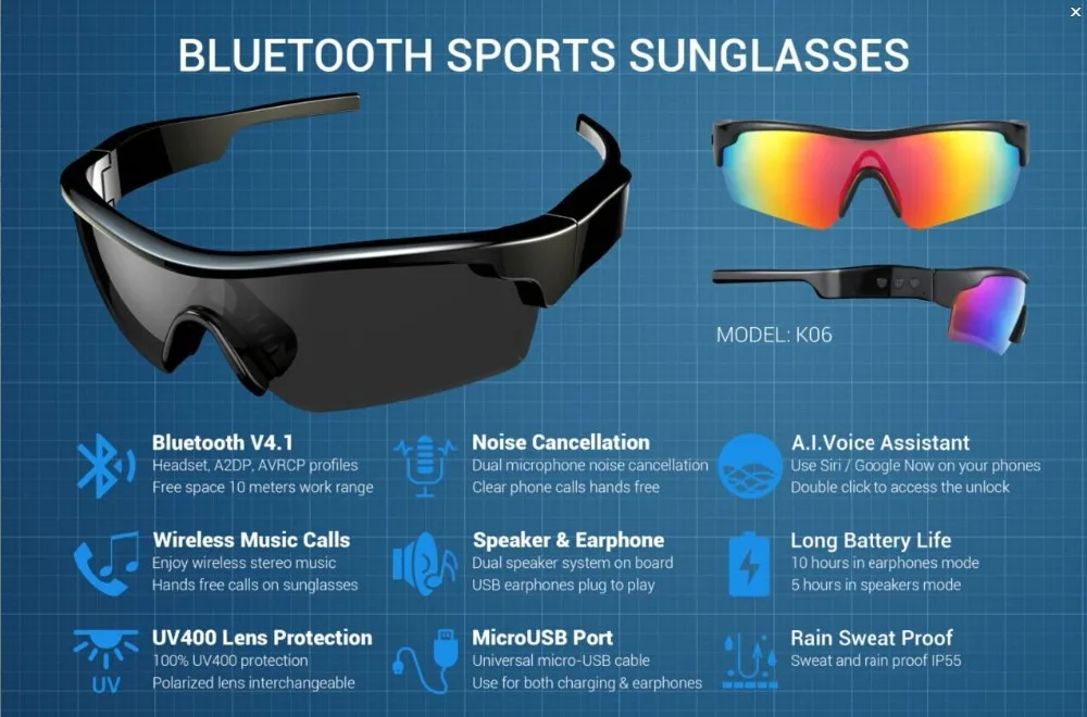 2022 New Model Multi-function Mobile Phone Glasses for Cycling