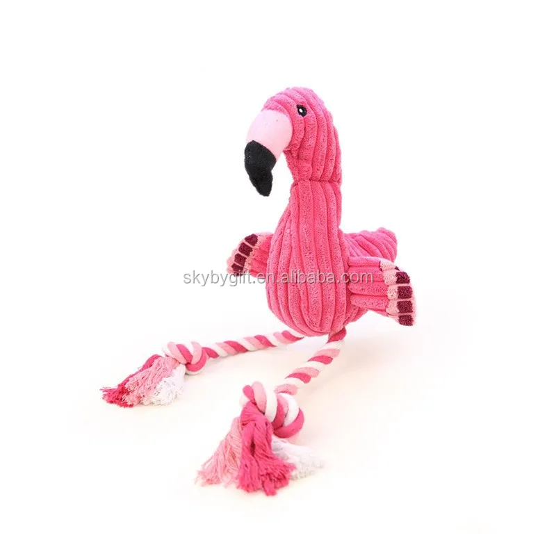 Dropshipping Pink Flamingo Shape Dog Squeaky Puppies Pet Chew Toy