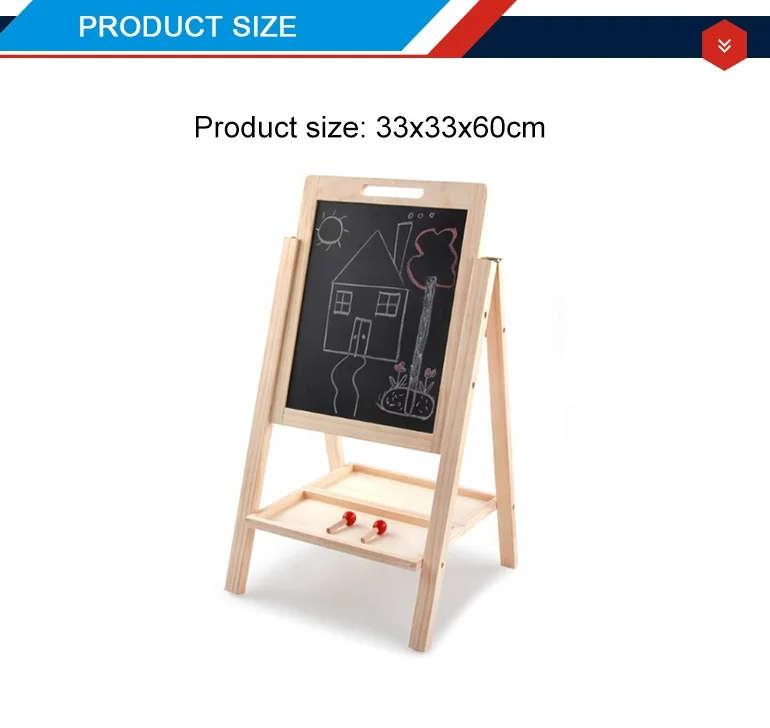 2in1 standing adjustable big size wooden drawing board for kids