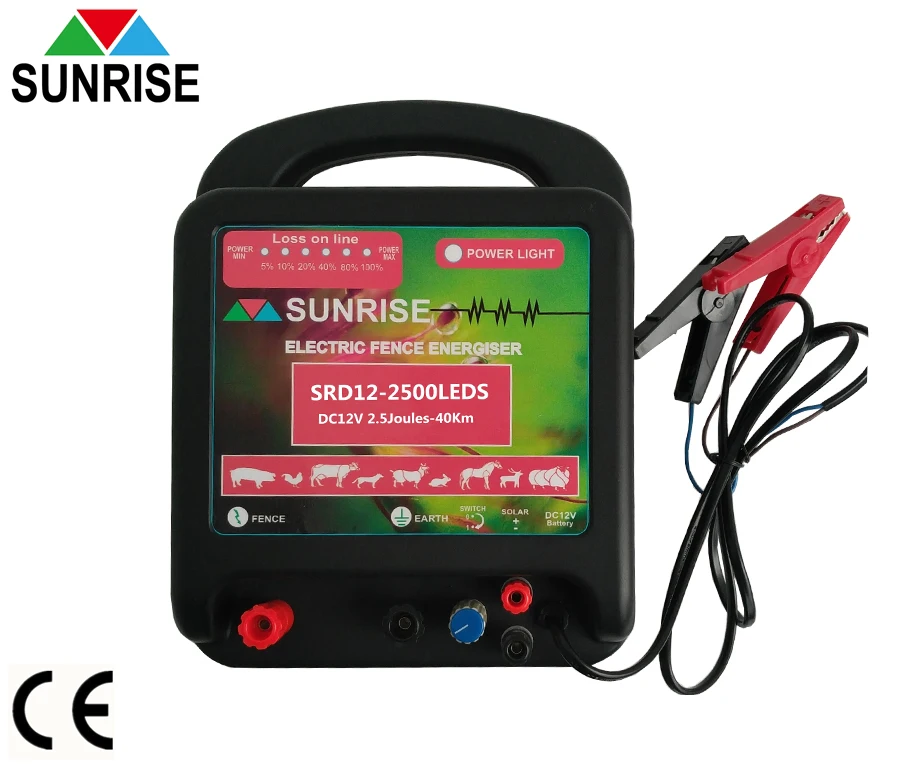 
PV protection Solar & battery electric fence energizer electric fencer 12 v battery fence energizer 