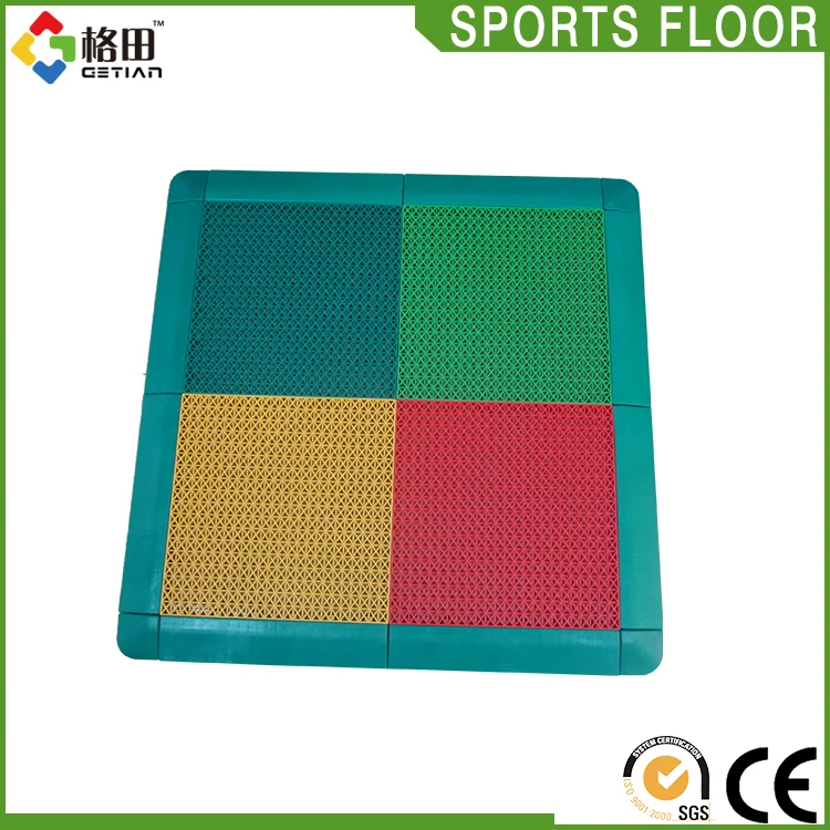 Guangzhou outdoor plastic polypropylene pp interlock futsal football court sports flooring field carpet pitch mats cover surface