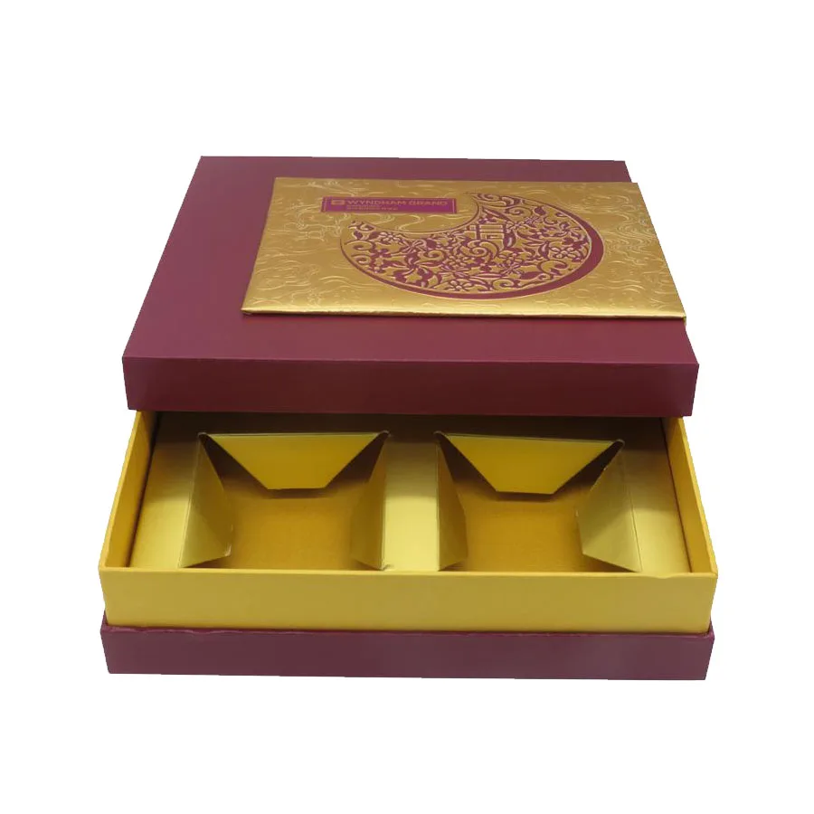 hot sale 2 pieces paper gift box with plastic tray for moon cake cup cake packaging