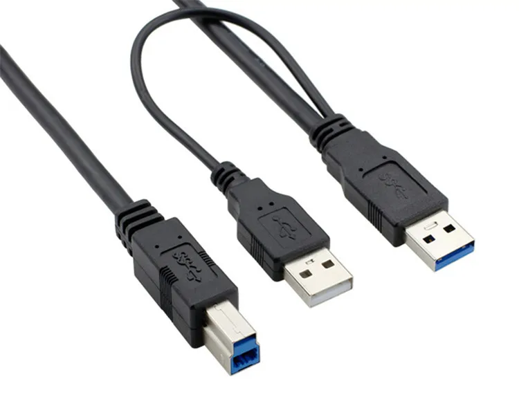 USB y cable 1 male 2 male usb 3.0 printer cables with power supply