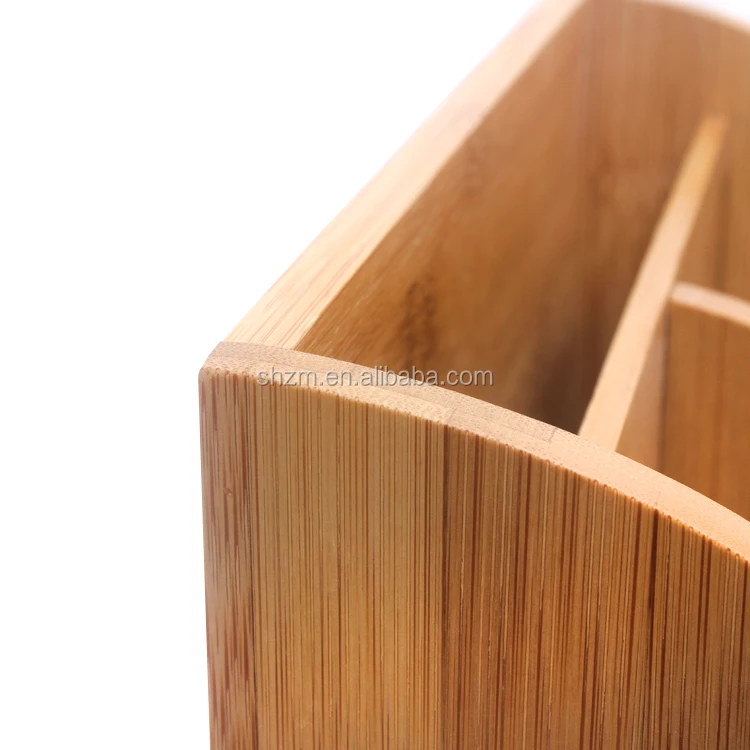 Natural Bamboo Desktop Storage Serving Box Wooden Desktop Paper Business Card Holder