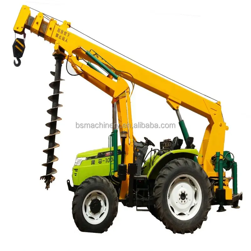 Electric Pole Installation Machine With Solar Pit Digger Spiral Earth Auger Hole Drilling Piling Machine