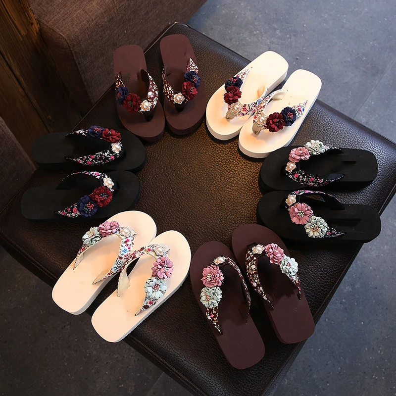 
Eva Pearl Flower Flip-flops Kid Summer Slippers 