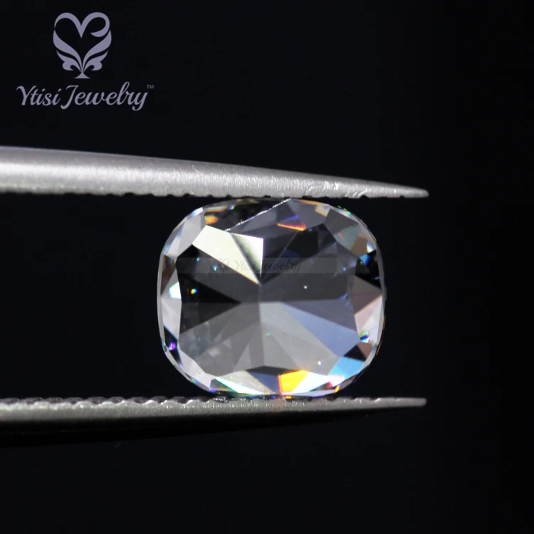 Girdle faceted strong color and fire loose moissanite stone long cushion crushed ice cut moissanite price