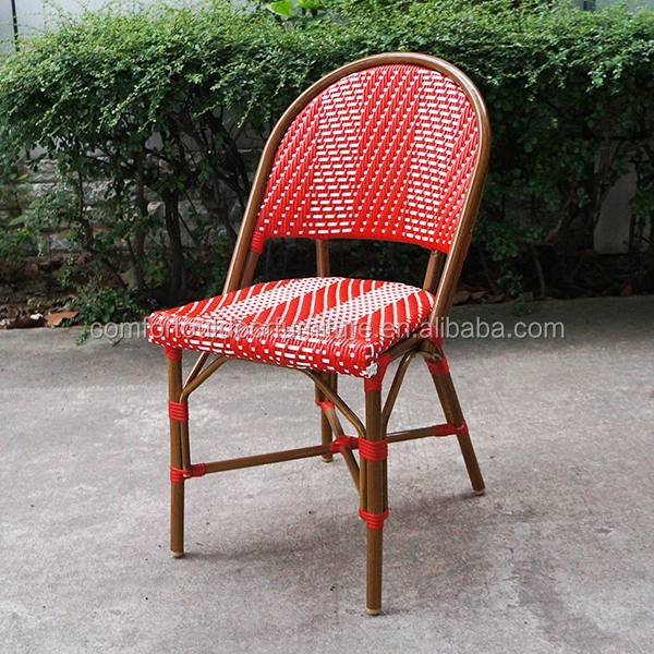All-weather French Wicker Bistro Chair Red Color
