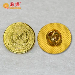 Wholesale Badges Custom Design Emblem Gold Round Stainless Steel Metal Badges Hard Enamel Lapel Pin Badge