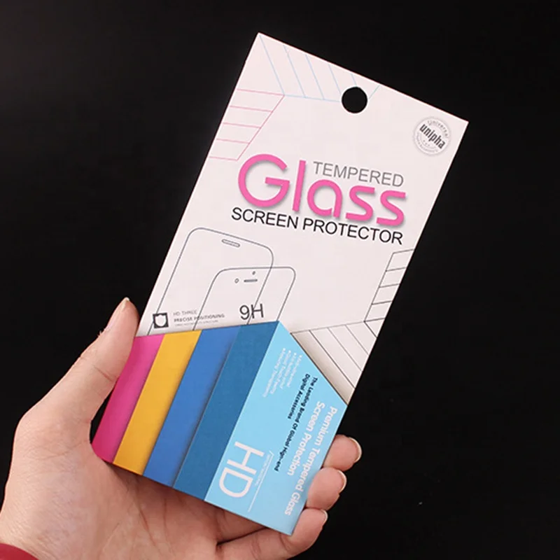 
170gsm art paper universal phone tempered glass screen protector retail packaging box 