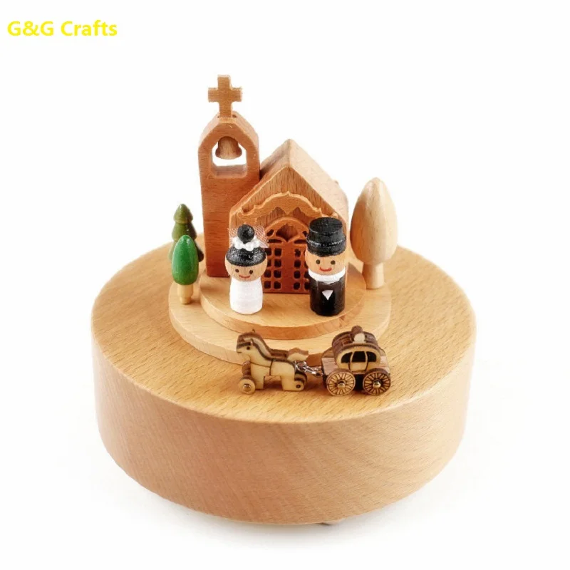 Hot Sale  Solid Wood Stock Carousel Horse Music Box