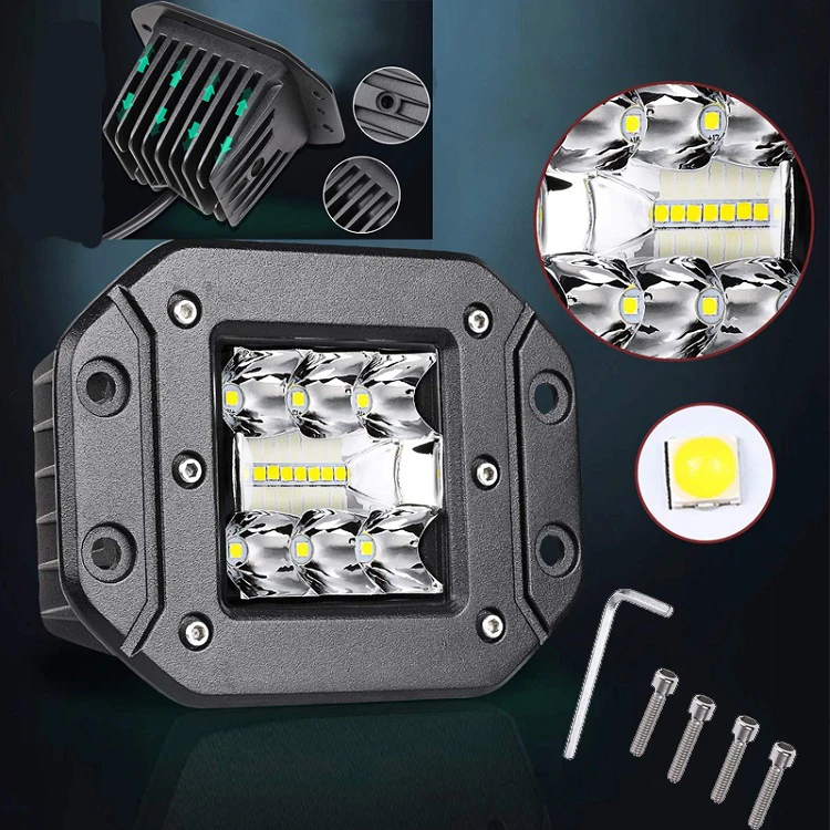 Off Road LED Work Light  5inch 39W Flush Mount Driving Fog Light Pods For Truck