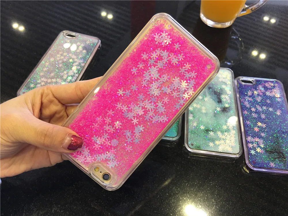 wholesale promotion glitter quicksand liquid snowing hard plastic cell phone cover case for iphone 11 pro max xs xr X 8 7 6 plus