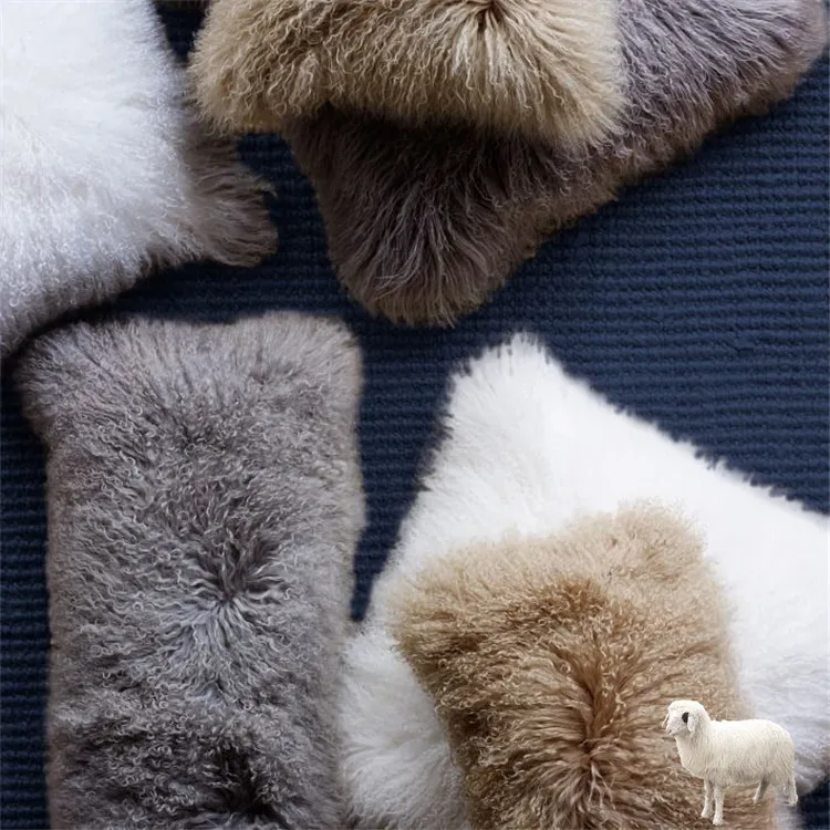 Plush Mongolian Throw Pillow Decorative Super Soft Cover Faux Fur Cushion Mongolian Fur Pillow