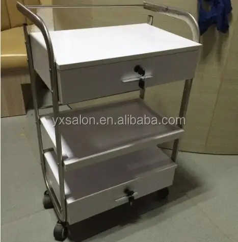 Classic European Style High Gloss White Wooden Salon Trolley(JX20003)