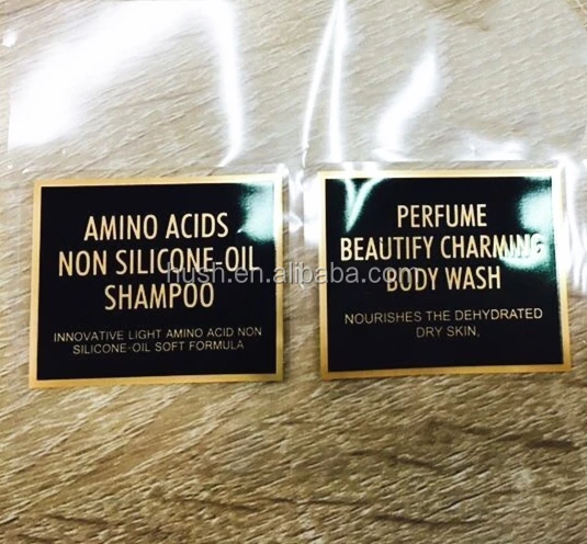 Best seller China suppliers private label beauty shampoo bottle label in gold stamping