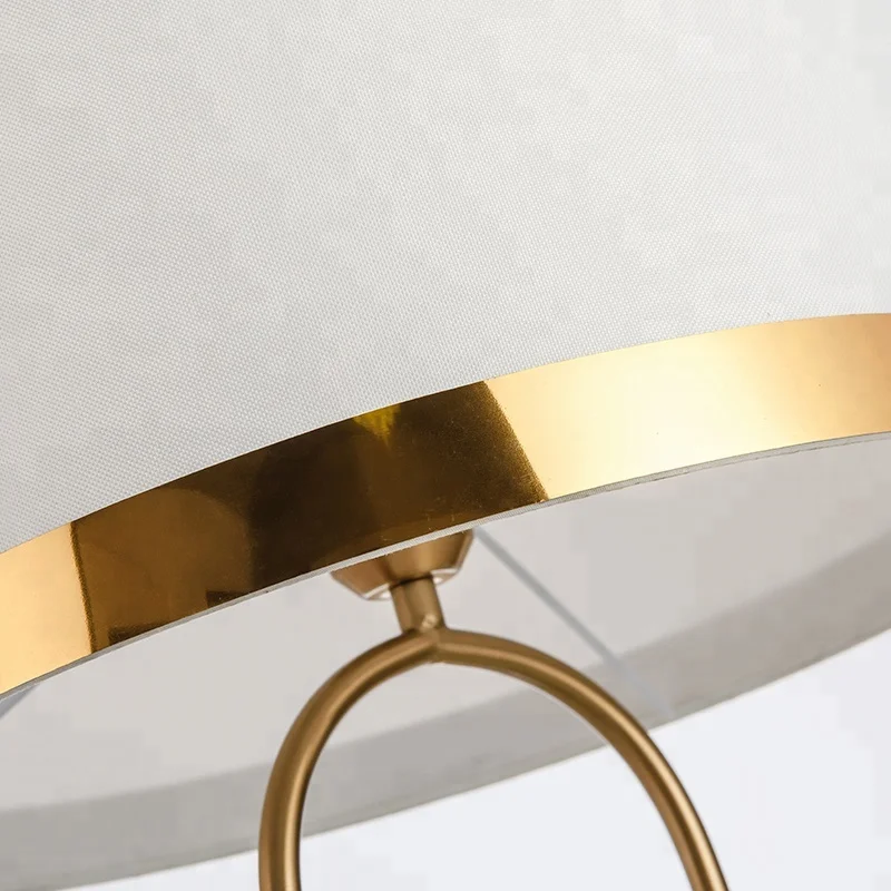 modern design artistic Iron table lamp golden holder and white fabric for home and hotel decoration