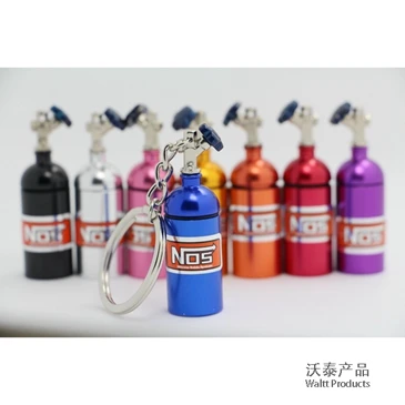 Creative New NOS Mini Nitrous Oxide Bottle Keyring Key Chain Keyfob Stash Pill Box Storage Turbo Keychain