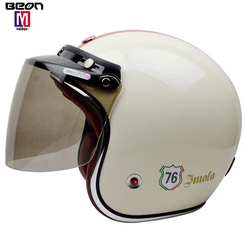 BEON B108 Bright black ECE DOT approved motorcycle Unisex Open Face helmet Cascos moto Vintage electric Scooter cascque Retro