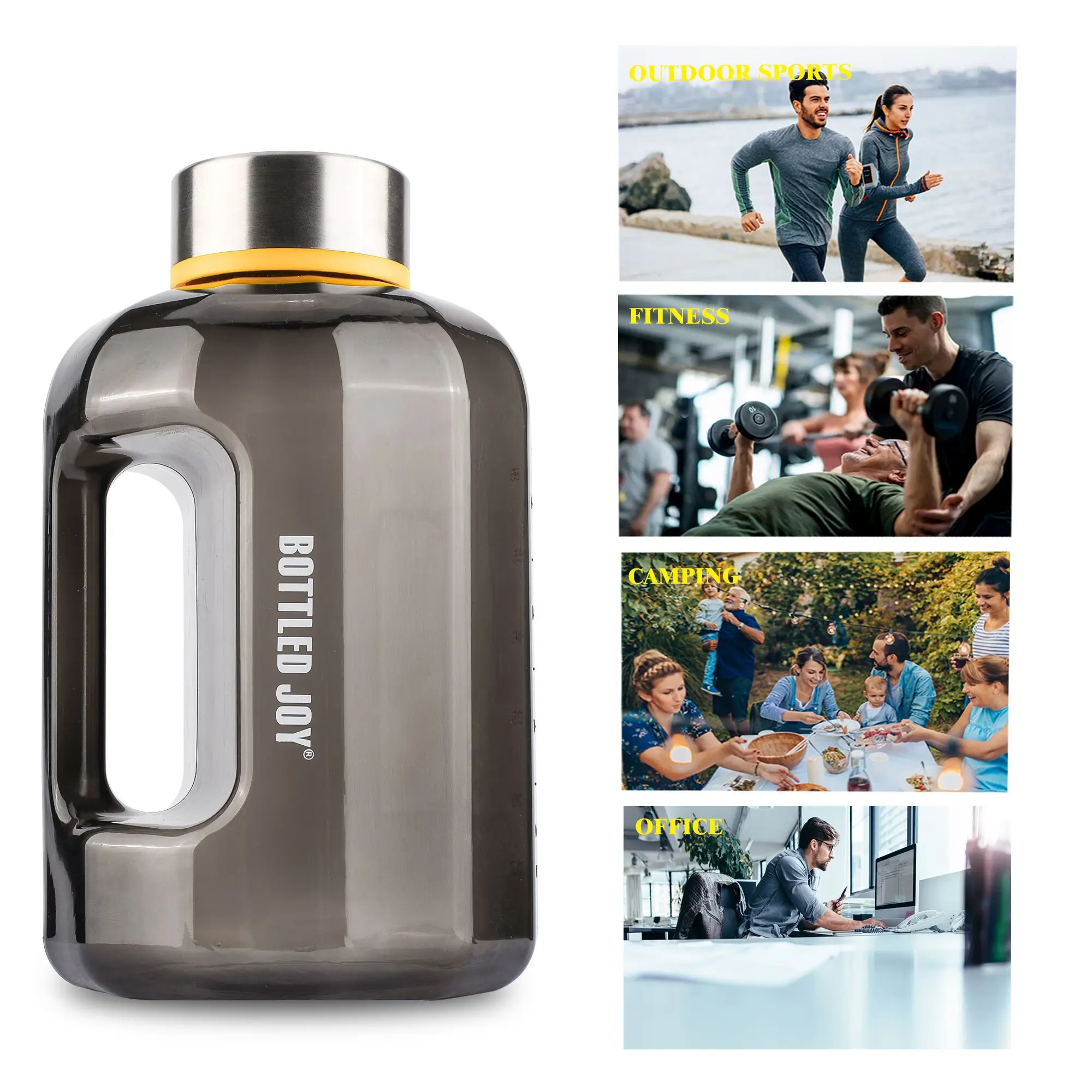 
Dishwasher safe 84 OZ BPA FREE large water bottle with time mark clear water jug with handle 