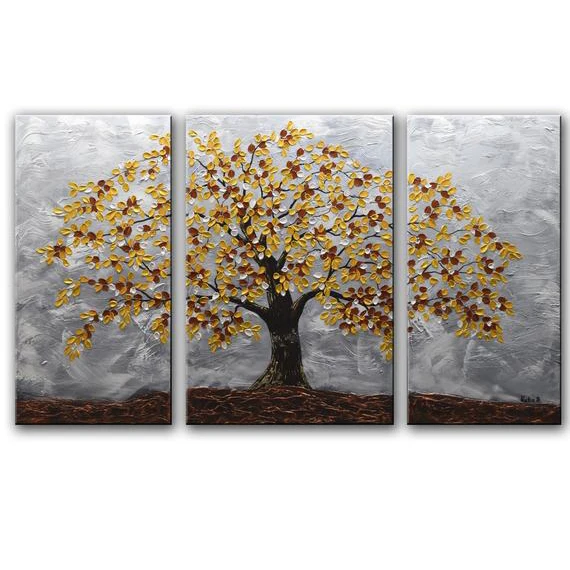 
Heavy Texture Handmade Landscape Flower Tree Abstract Modern Art Painting on Canvas 