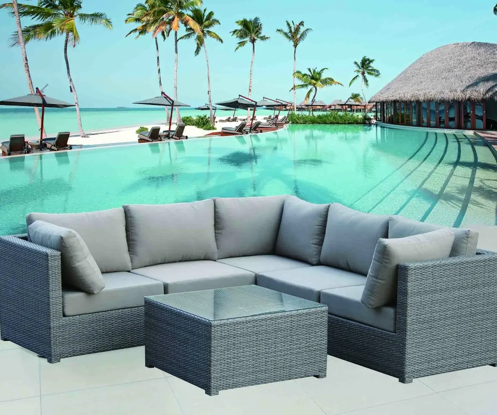 Уличная полимерная мебель, металлический плетеный диван, садовая мебель для патио