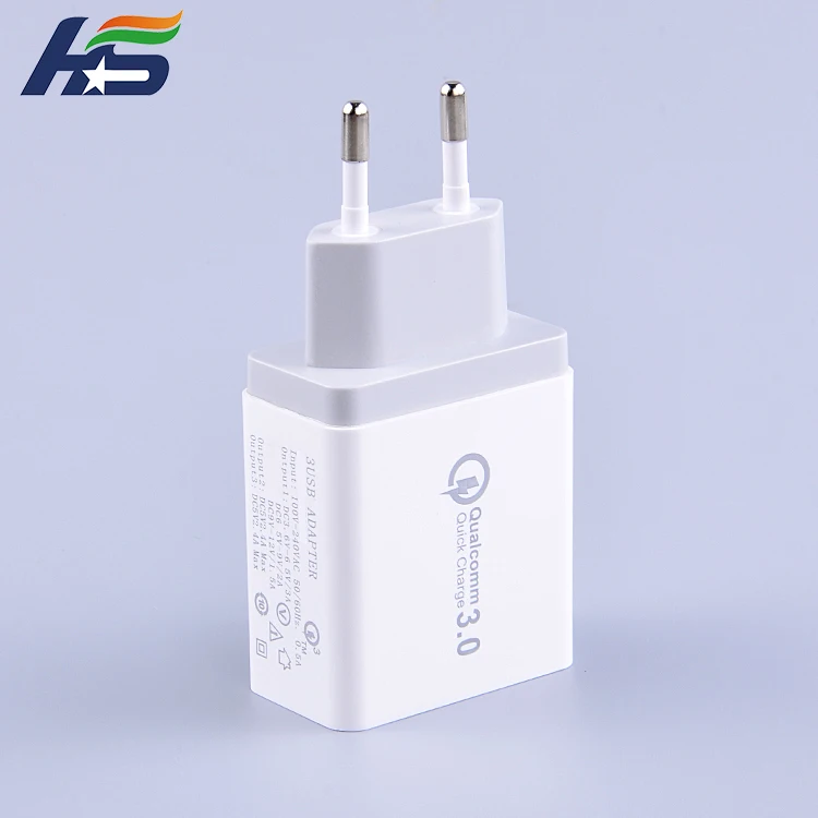 
2018 Hot Selling 3 Port Fast Charging QC3.0 USB Wall Charger EU Plug 