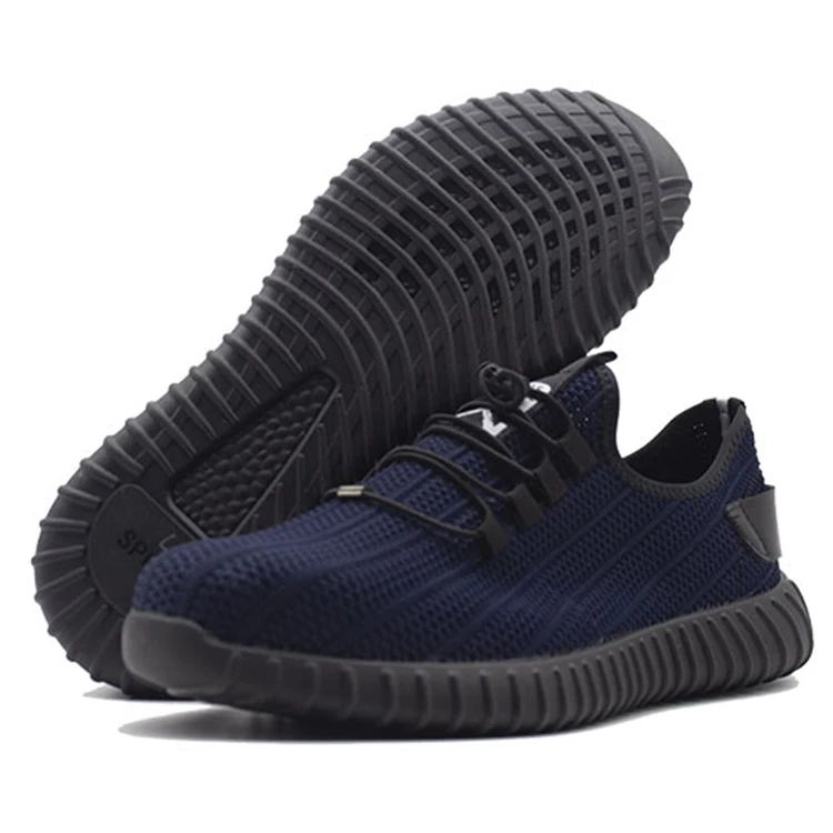 Мужские спортивные и удобные безопасные туфли, дышащая дезодорирующая легкая защитная обувь, черные стальные носочки