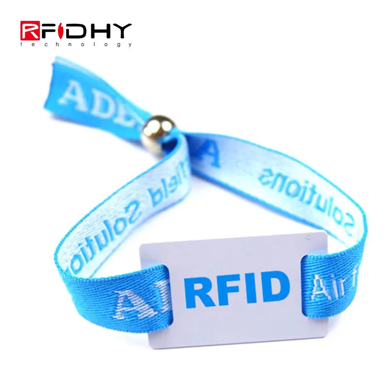 Snap Lock Writable Passive RFID Woven Wristband