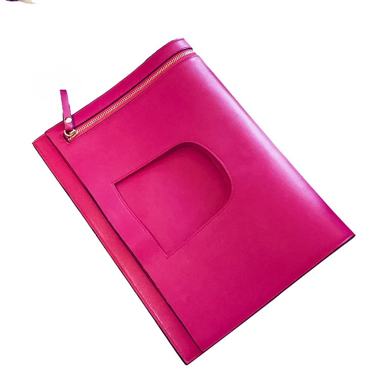 hot sell chic folded leather women handbag evening clutch bag with zipper decoration