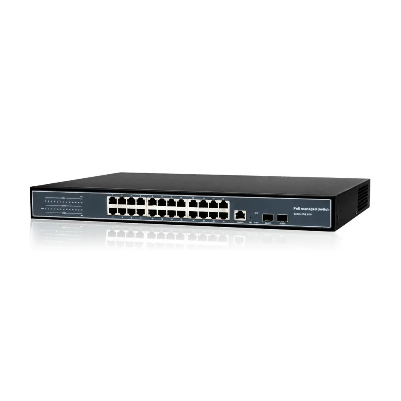 OEM 24 port vlan managed gigabit poe switch 400w with 2 port 1000mbps sfp 1 console