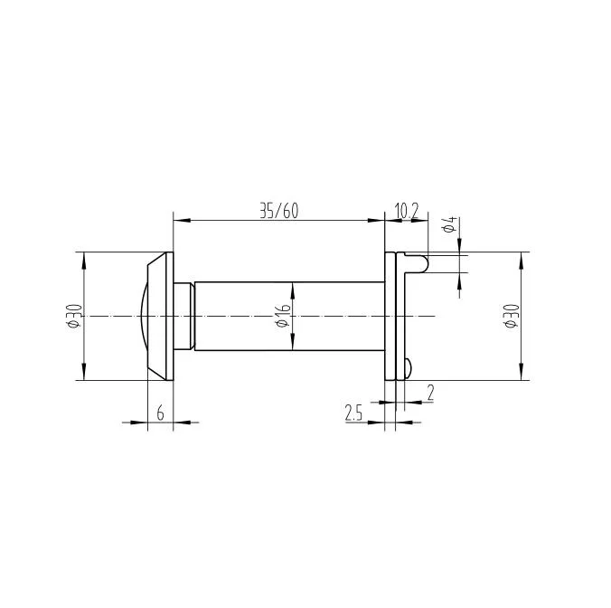 [MY002-35/60]Russian Ukraine 16mm Diameter aluminum Door Viewer for 35~60mm doors cat eyes peephole door viewer