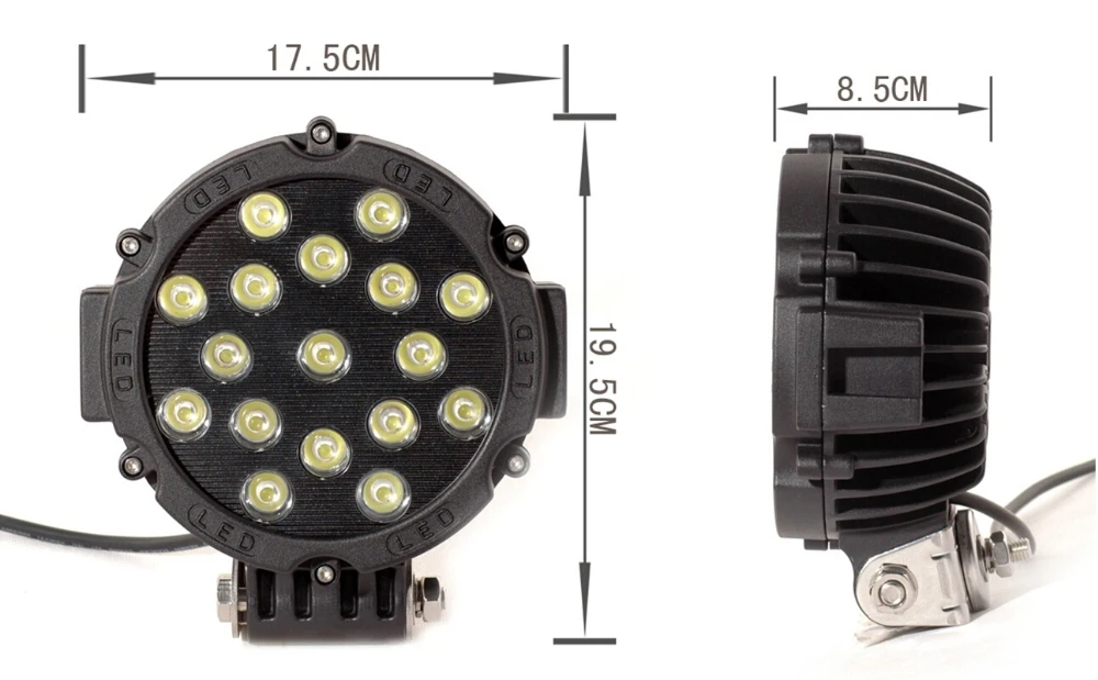 Super bright 6.3 inch 51w round led work light for Tractor led lamp 12 volt 4x4