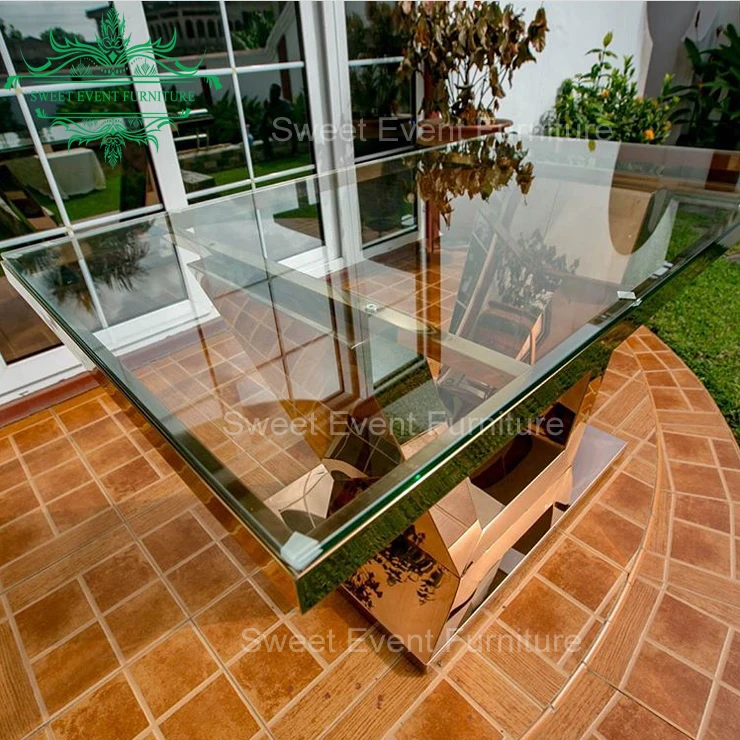 New dining room furniture stainless steel metal frame dining table