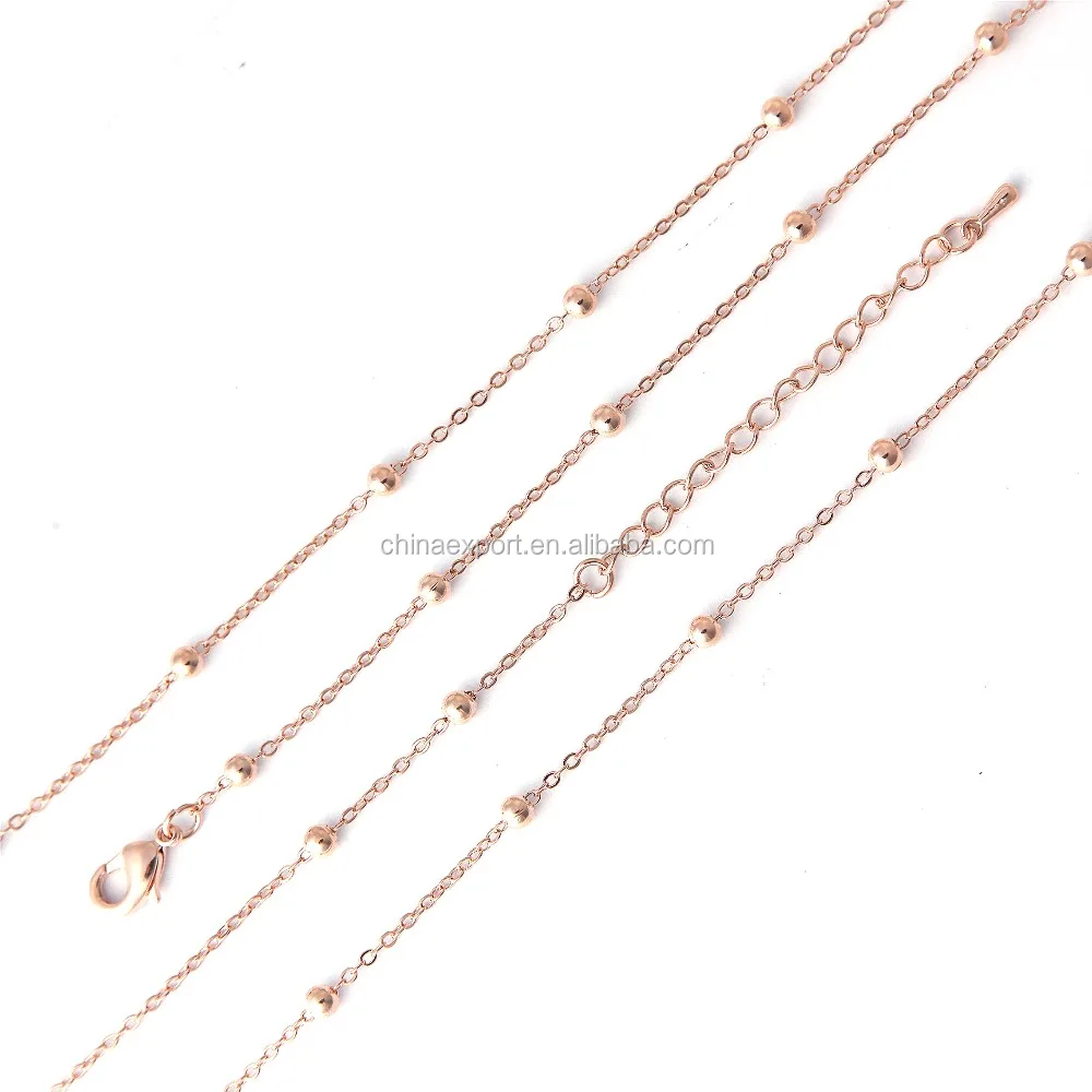 
Gold Plated Bead Connector Necklace Chain With 5cm Extender 