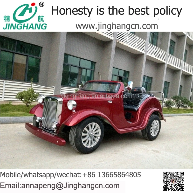 2 seater garden house ,villa and restaurant ,hotel and resort electric red vintage classic car with 2 rear seat