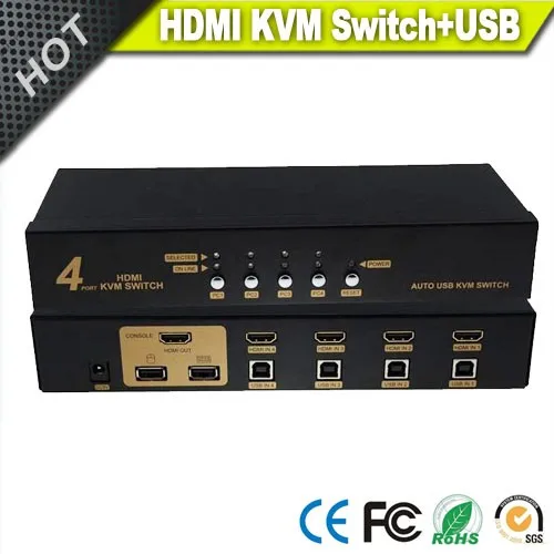 HDMI KVM-переключатель с 4 портами-поддерживает 1080P