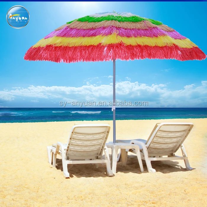 Hawaii Grass Hula Outdoor Beach Umbrella Parasol with Fringe