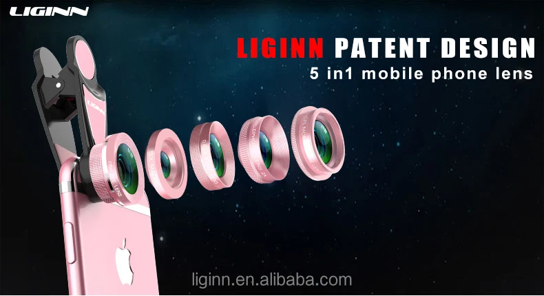 LIGINN HD 4K traveling phone camera 5 in 1 lens kit for cell phone with detachable clip