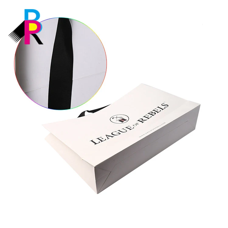 Высококачественная Складная подарочная упаковочная бумага Cmyk, Экологически чистая белая черная сумка для покупок